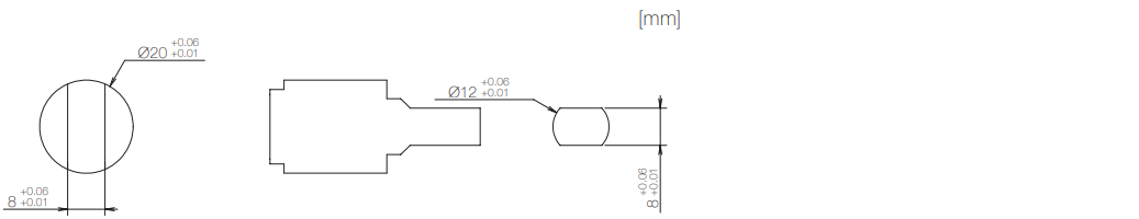 Dimensions related to mounting of TD133 rotary damper