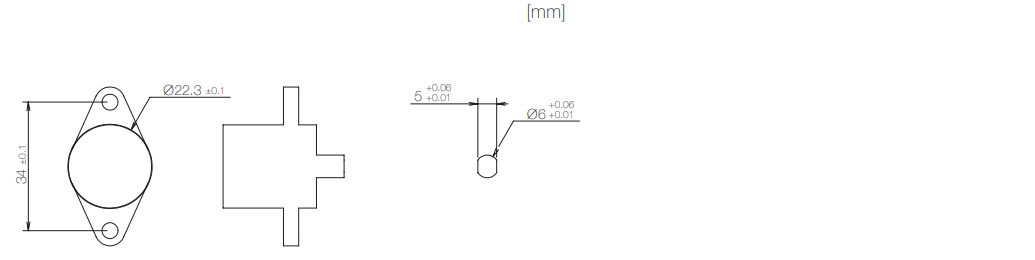 Dimensions related to mounting of TD38 rotary damper