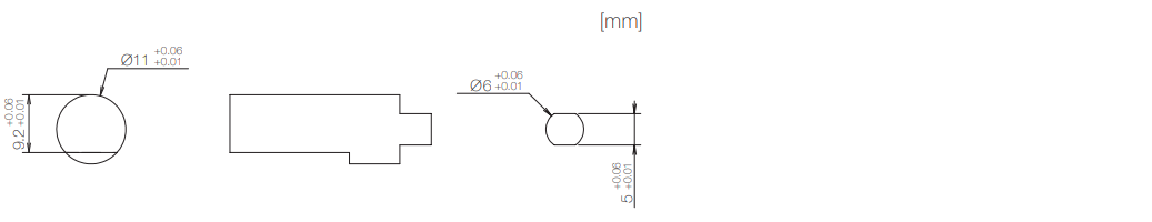 Dimensions related to mounting of TD75 rotary damper