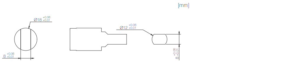 Dimensions related to mounting of TD99 (Horizontal use) rotary damper