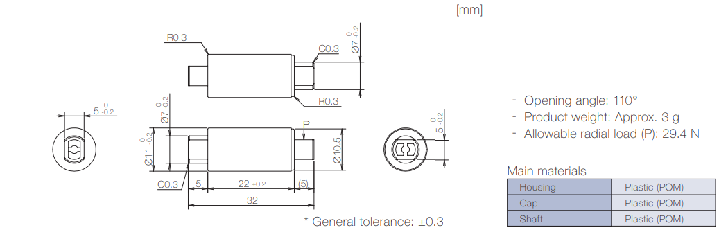 Product information of TD148 rotary damper
