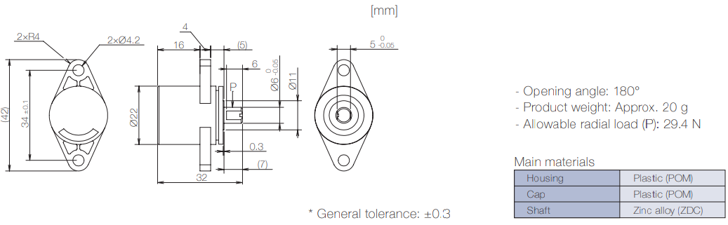Product information of TD38 rotary damper