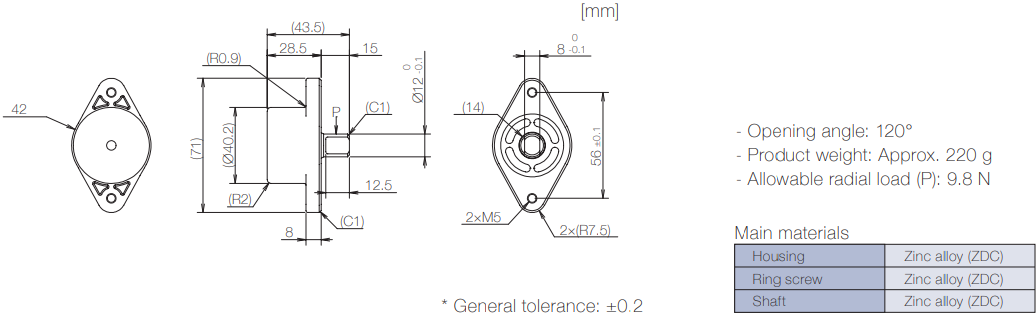 Product information of TD42 rotary damper