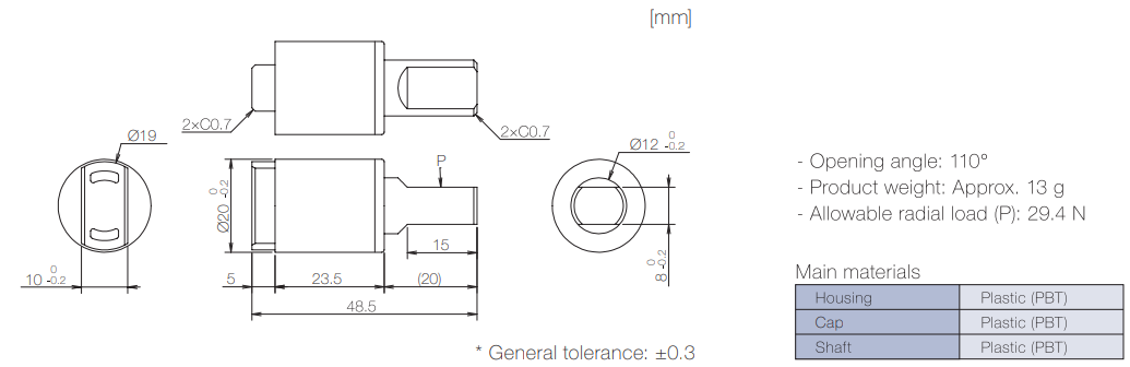 Product information of TD54 rotary damper