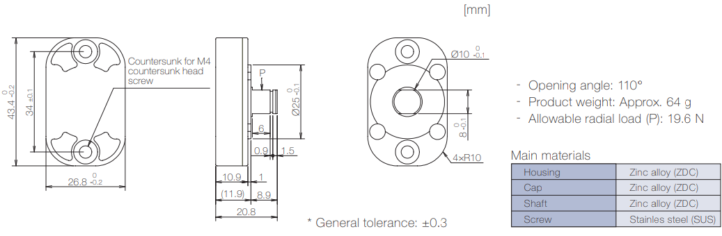 Product information of TD60 rotary damper