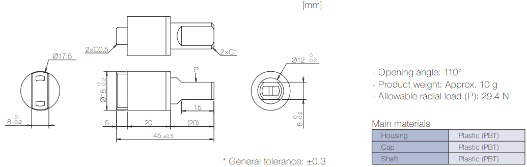 Product information of TD99 (Horizontal use) rotary damper