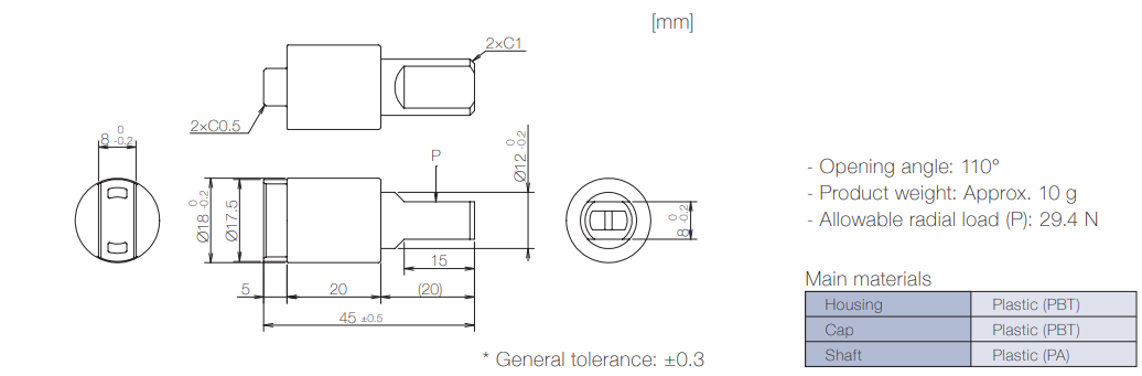 Product information of TD99 (Vertical use) rotary damper