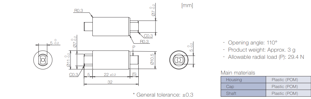 Product information of TD73 rotary damper