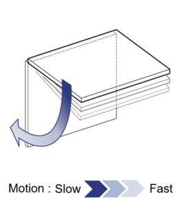 Motion of partial rotation angle damper for vertical use