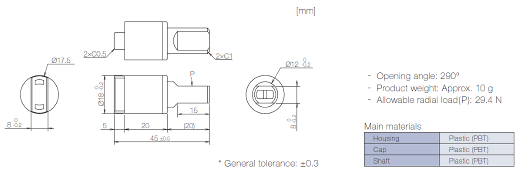 Product information of TD154 rotary damper